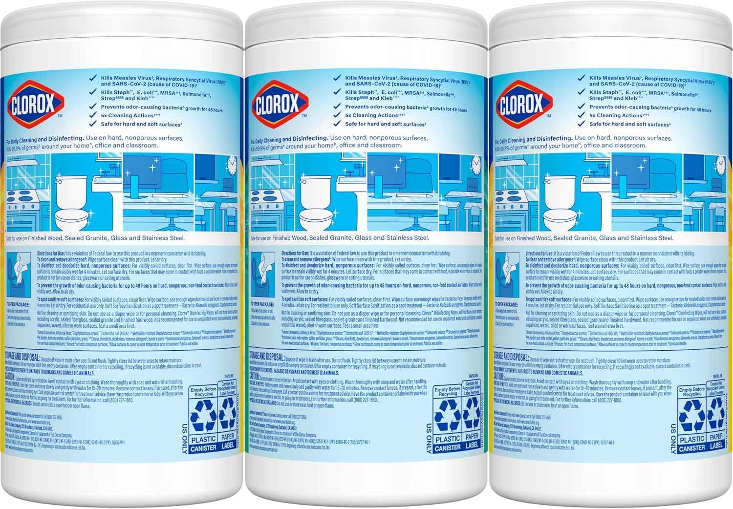 Clorox Disinfecting Cleaning Wipes Variety Pack, 75 Count Each, Pack of 3 (Package May Vary)