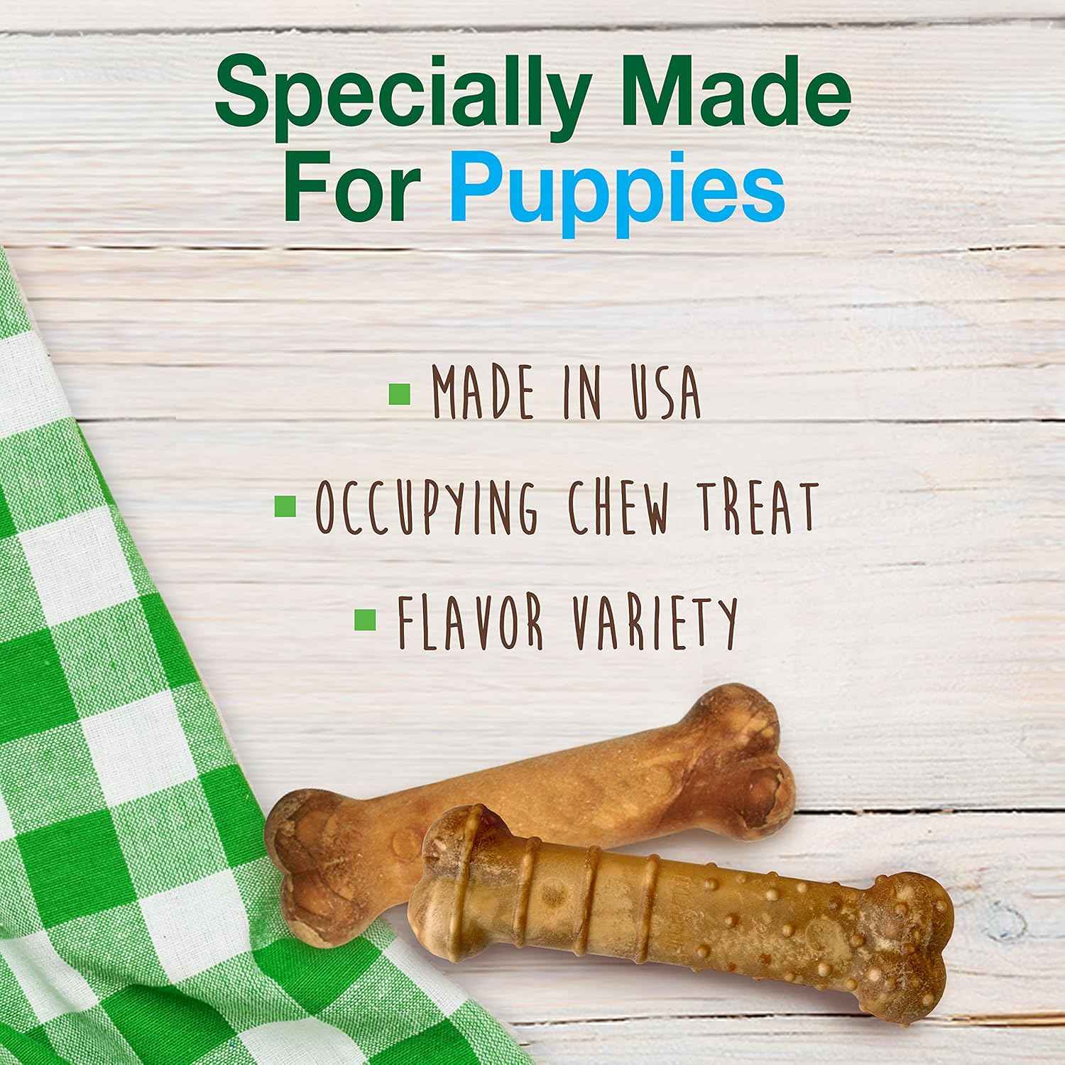 Nylabone healthy edibles natural puppy chews long lasting treats for puppies roast beef apple & bacon flavor x-small/petite 3 count