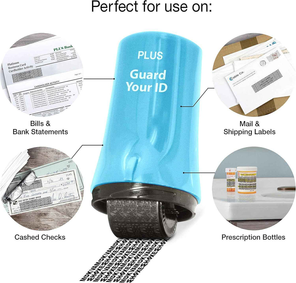 Guard Your ID Advanced 2.0 Roller 3-Pack for Identity Theft Protection, Turquoise, Green, White Stamp Set