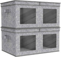 Univivi Fabric Foldable Storage Boxes [4-Pack] Large Collapsible Stackable Storage Bins with Lids, Closet Organizers and Storage Cube Basket for Home, Office, Bedroom (Gray, 17“ x 12” x 12")