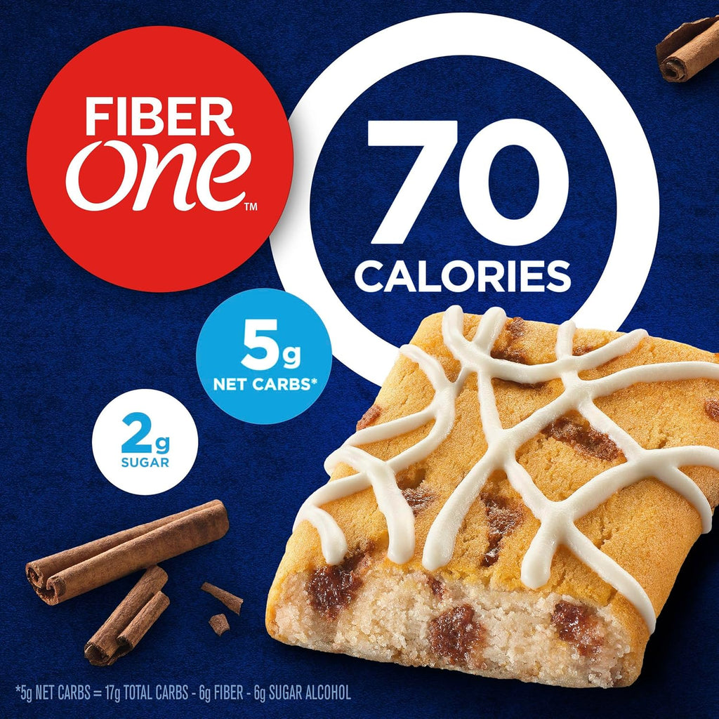 Fiber One 70 Calorie Soft Baked Cinnamon Coffee Cake Bars, 18 Ct, 16 oz Mega Pack, Low Calorie Snack