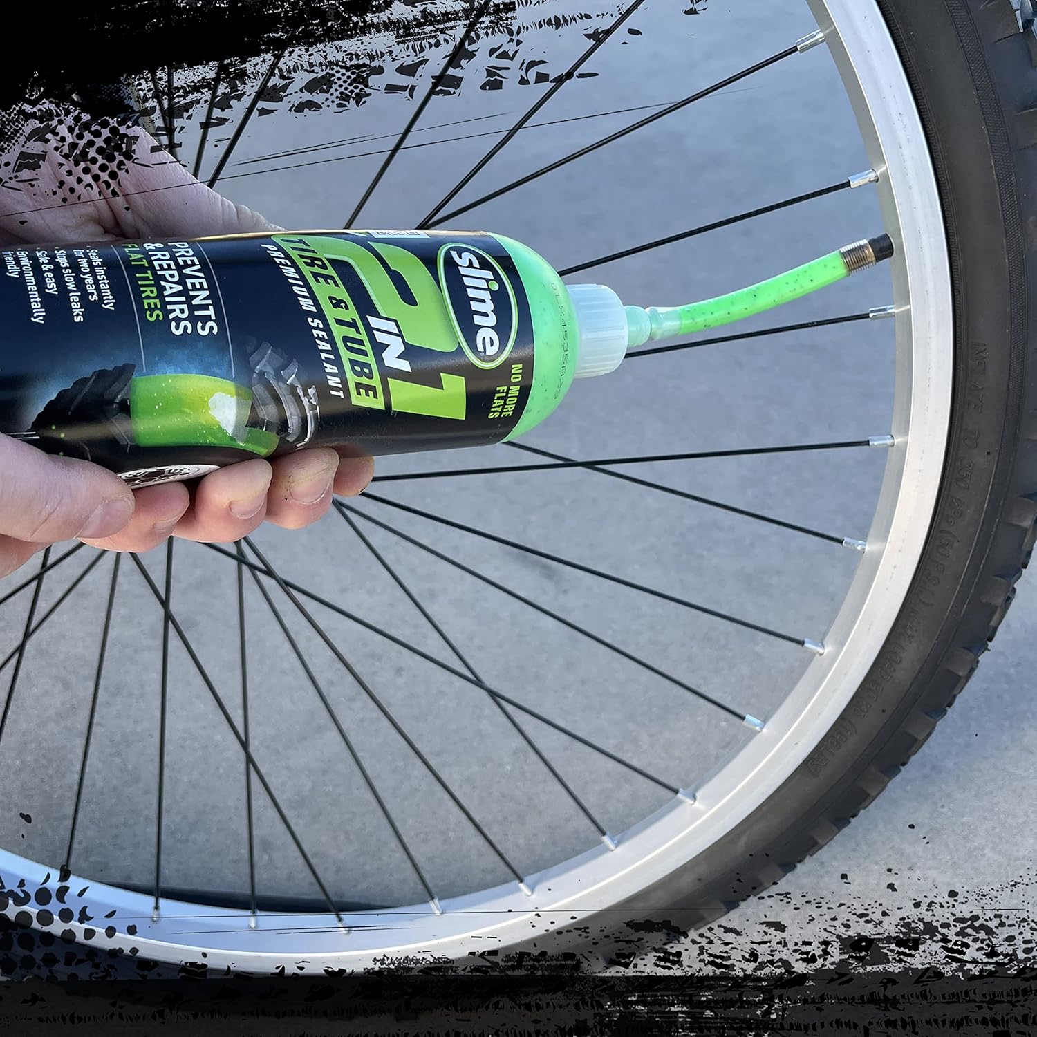 Slime 10193 Tire and Tube Sealant PLncture Repair Sealant, 2-in-1, Premium, Prevent and Repair, Suitable for Non-Highway Tires and Tubes, Non-Toxic, Eco-Friendly, 16oz Bottle