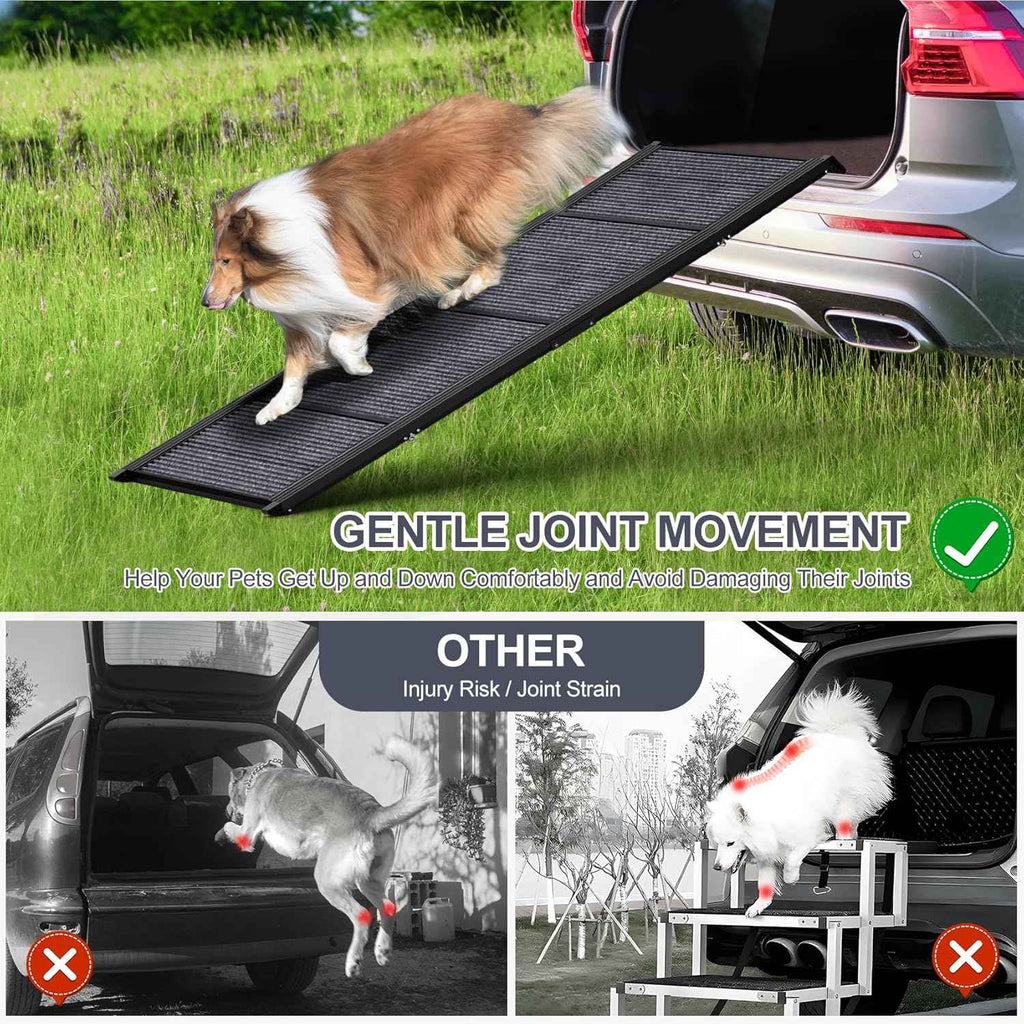 Dog Ramp for Car 63" Long & 17" Wide Portable Dog Ramps for Large Dogs with Non-Slip Rug Surface Dog Car Ramp for SUV Car & Truck, Folding Dog Ramp Up to 250LBS