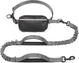 iYoShop hands-free dog leash with zipper pouch and dual padded handles for medium and large dogs (large, 25-120 lbs, black)