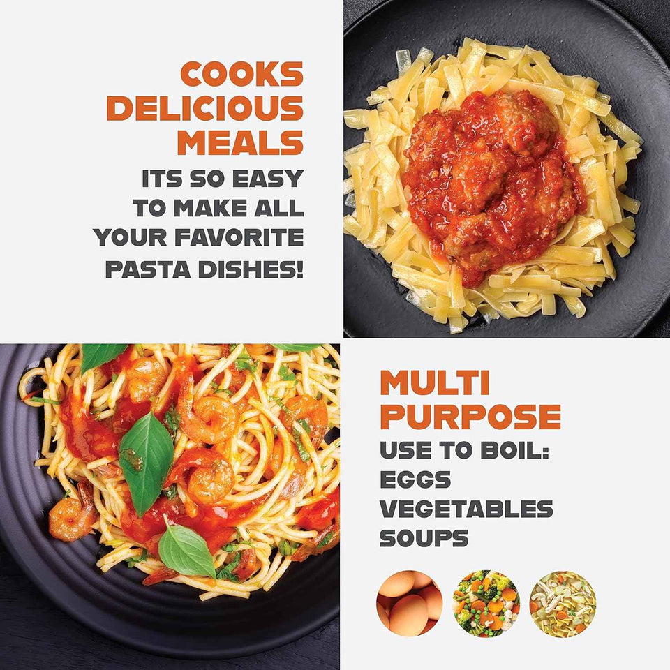Gotham Steel 5 Quart Stock Pot Multipurpose Pasta Pot with Strainer Lid & Twist and Lock Handles, Nonstick Ceramic Surface Makes for Effortless Cleanup with Tempered Glass Lid, Dishwasher Safe