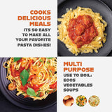 Gotham Steel 5 Quart Stock Pot Multipurpose Pasta Pot with Strainer Lid & Twist and Lock Handles, Nonstick Ceramic Surface Makes for Effortless Cleanup with Tempered Glass Lid, Dishwasher Safe
