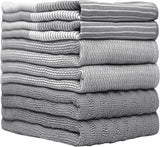 Premium Kitchen Towels (20”x 28”, 6 Pack) | Large Cotton Dish Towels | Flat & Terry Highly Absorbent Kitchen Linen Set with Hanging Loop | Gray