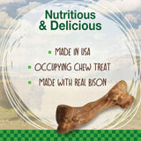 Nylabone Healthy Edibles WILD Natural Longer-Lasting Bison Flavor Bone Chew Treats for Dogs, Medium - Up to 35 lbs (2 Count)