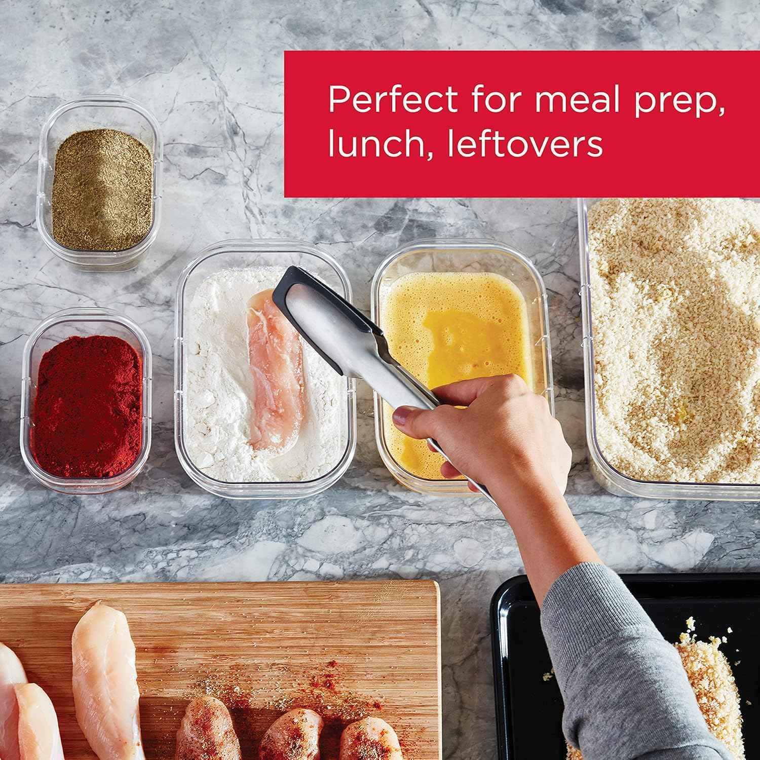 Rubbermaid Brilliance 44-Piece Food Storage Containers Set, BPA Free, Airtight, Leak-Proof, Dishwasher and Freezer Safe