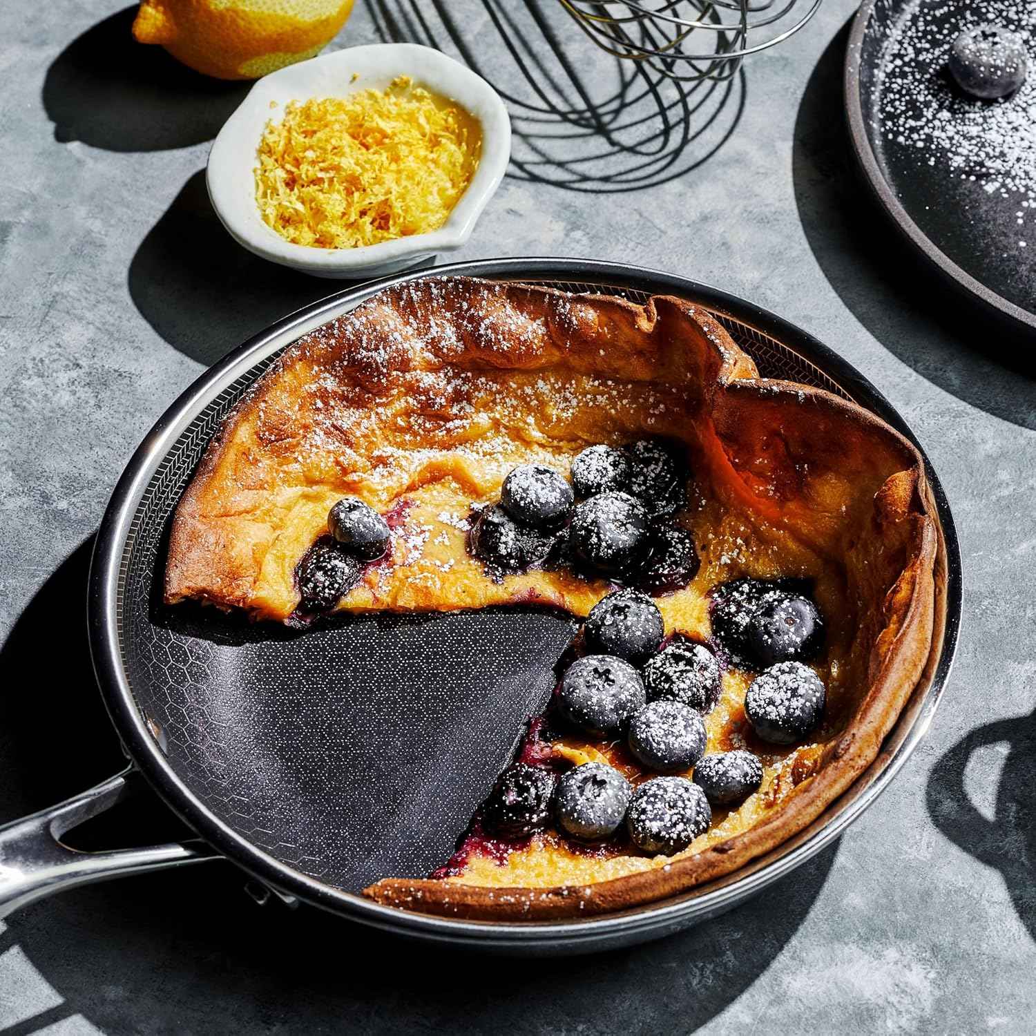 HexClad Hybrid Nonstick 8-Inch Frying Pan with Tempered Glass Lid, Stay-Cool Handle, Dishwasher-Friendly, Oven-Safe, Induction Ready
