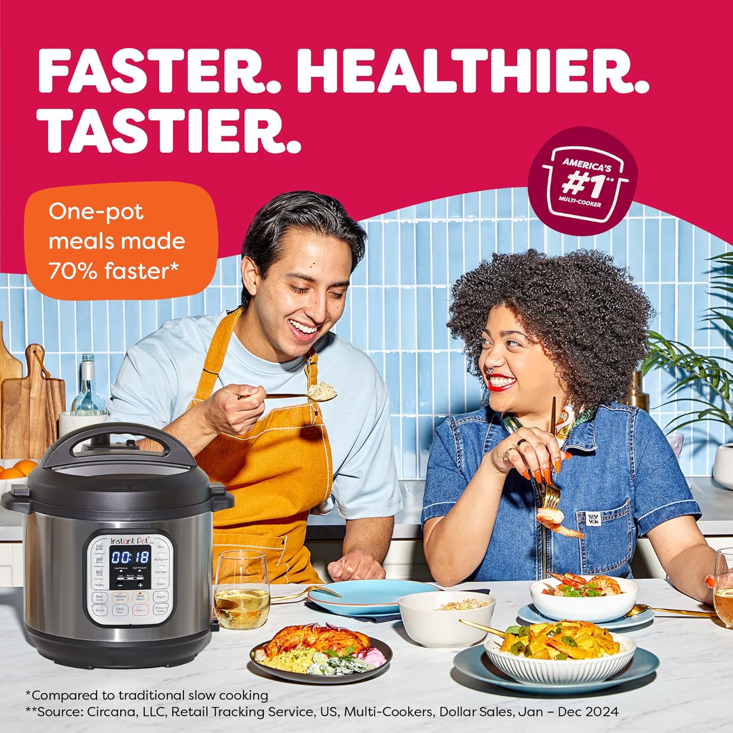 Instant Pot Duo 7-in-1 Electric Pressure Cooker, Slow Cooker, Rice, Steamer, Sauté, Yogurt Maker, Warmer & Sterilizer, Includes App With Over 800 Recipes, Stainless Steel, 6 Quart