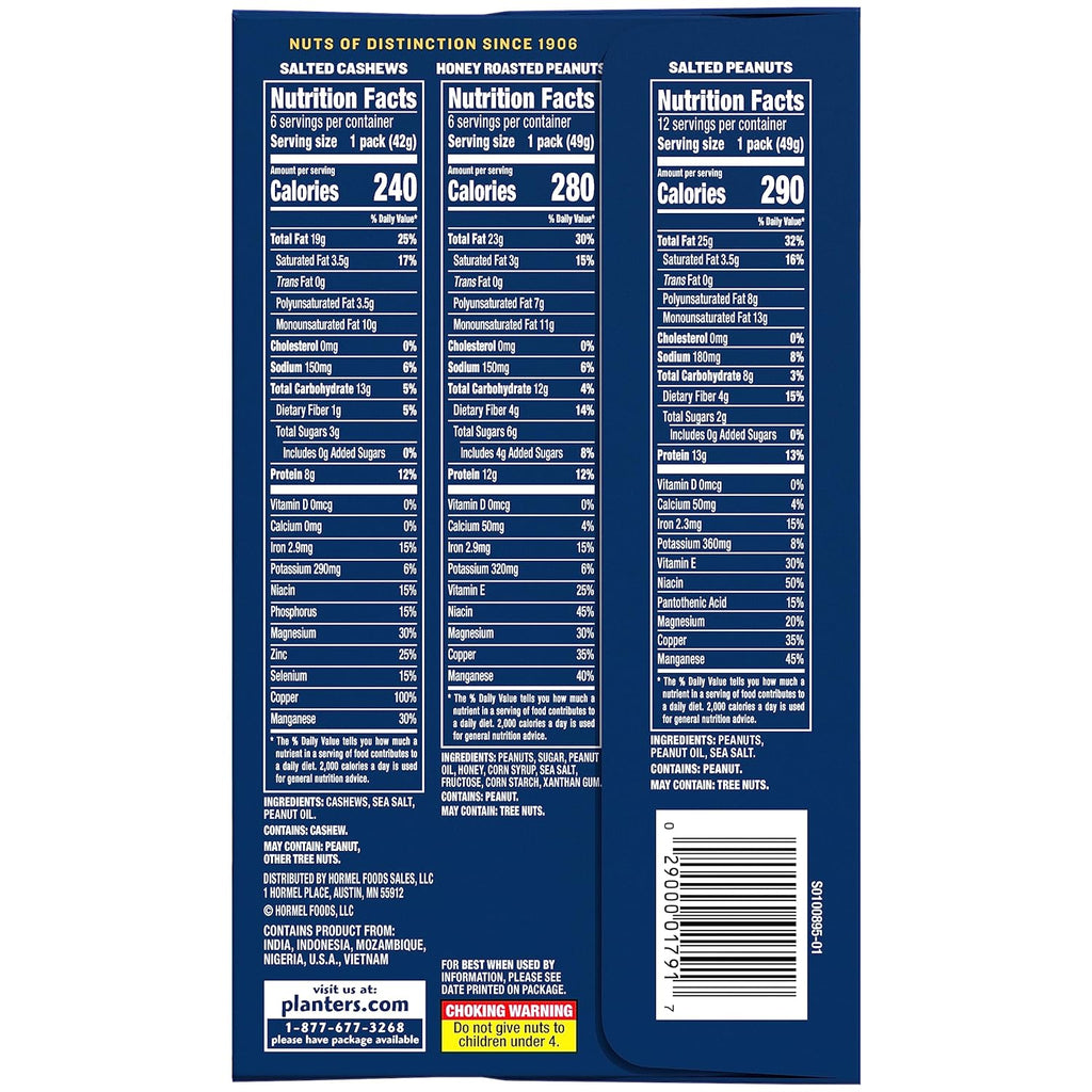 planters variety pack, 36-count, mixed nuts, kosher, individually wrapped, on-the-go snacks
