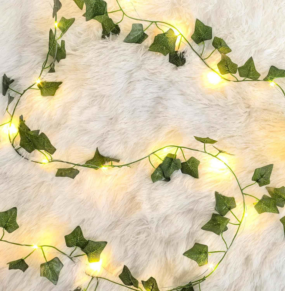2 Pack Vine with Lights 6.6ft 20 LED Fake Ivy Garland String Fairy Light Hanging Plants Artifical Vines Leaf Lights for Bedroom Aesthetic, Room, Wall, Garden, Indoor, Party, Wedding Decor