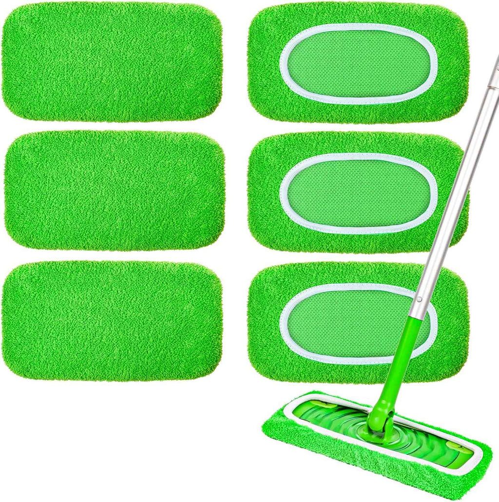 Reusable 6-Pack Coral Fleece Mop Pads for Sweeper Mop - 100% Washable Refills