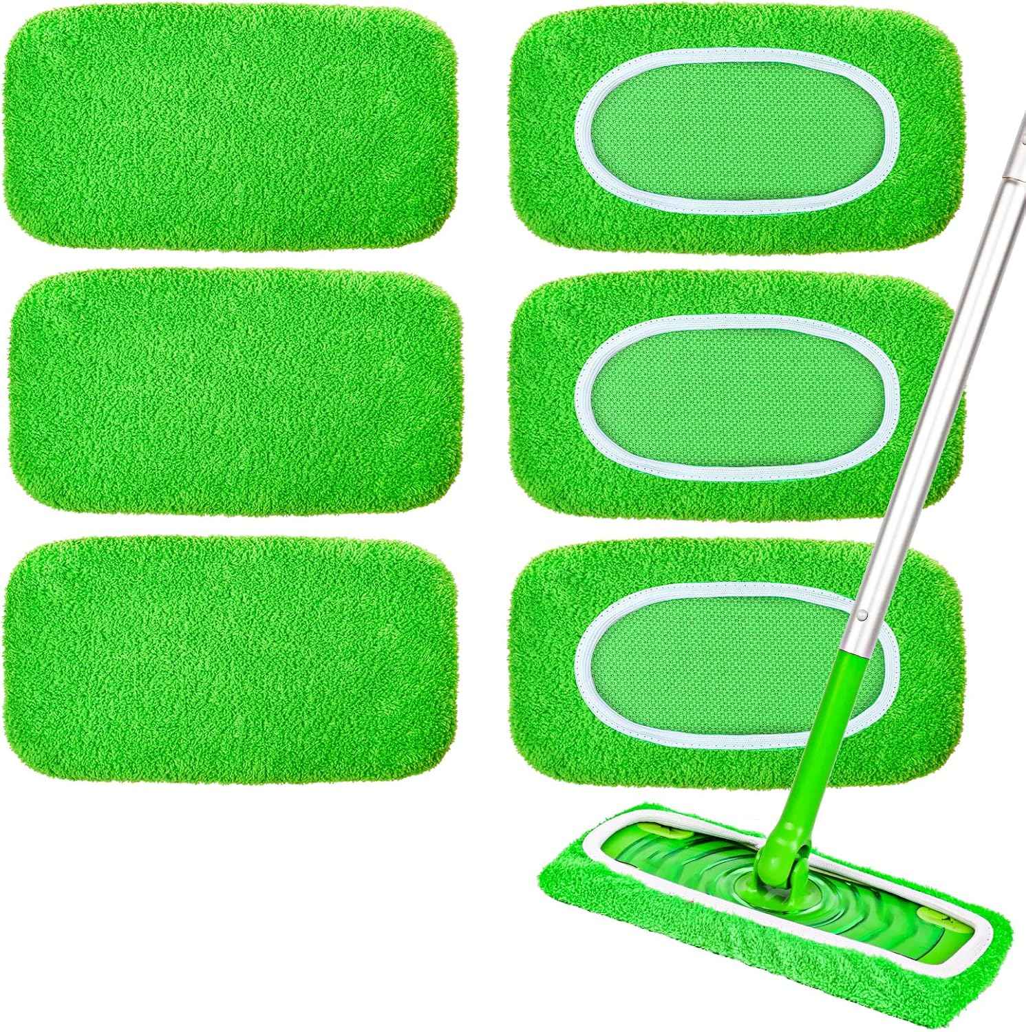 Reusable 6-Pack Coral Fleece Mop Pads for Sweeper Mop - 100% Washable Refills