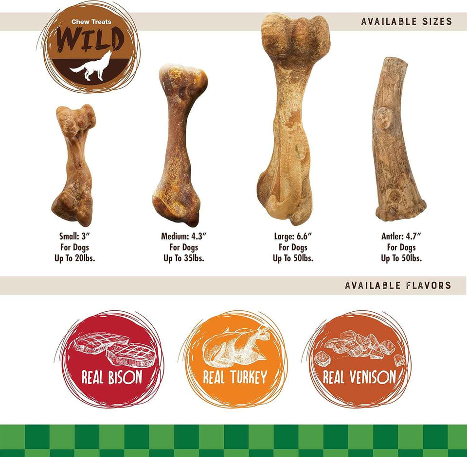 Nylabone Healthy Edibles WILD Bison Flavor Bone Chew Treats for Medium Dogs Up to 35 lbs