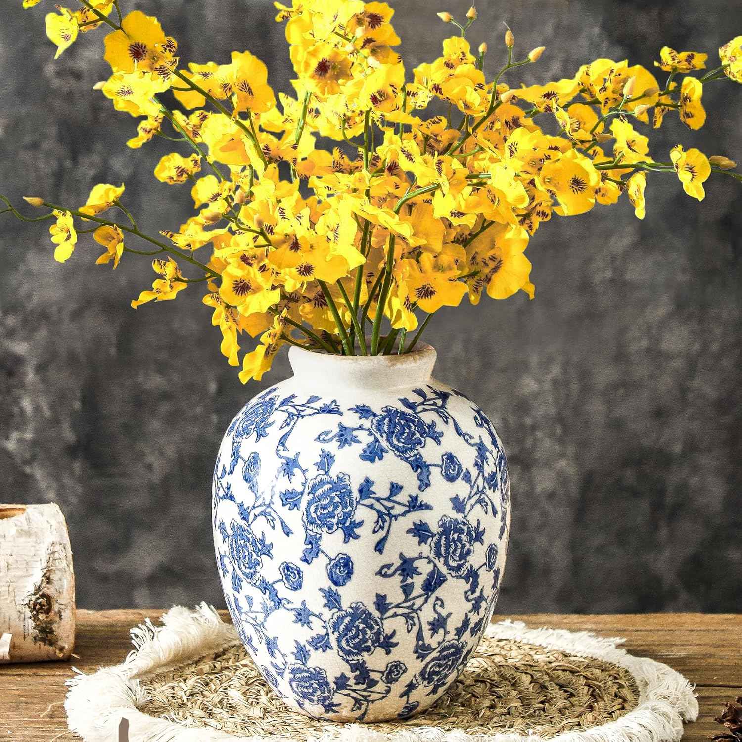 Ceramic Vase Set of 3, Neutral Flower Vases Home Decor, Pottery Rustic Farmhouse Decorative Vases Modern Decor for Table Mantel Entryway Bookshelf Living Room Kitchen Bedroom - Brown