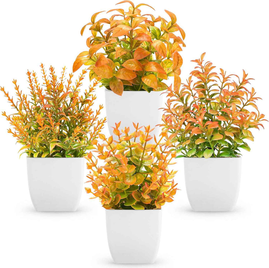 Der Rose 4 Pack Fake Plants Mini Artificial Greenery Potted Plants for Home Decor Indoor Office Table Room Farmhouse Bathroom Decor