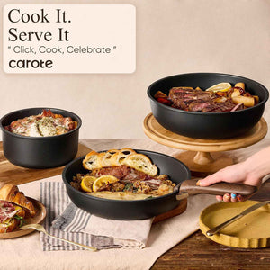 CAROTE 19-Piece Non-Stick Cookware Set, Induction Kitchen Pots and Pans, Oven, Dishwasher, and Fridge Safe, Space Saving