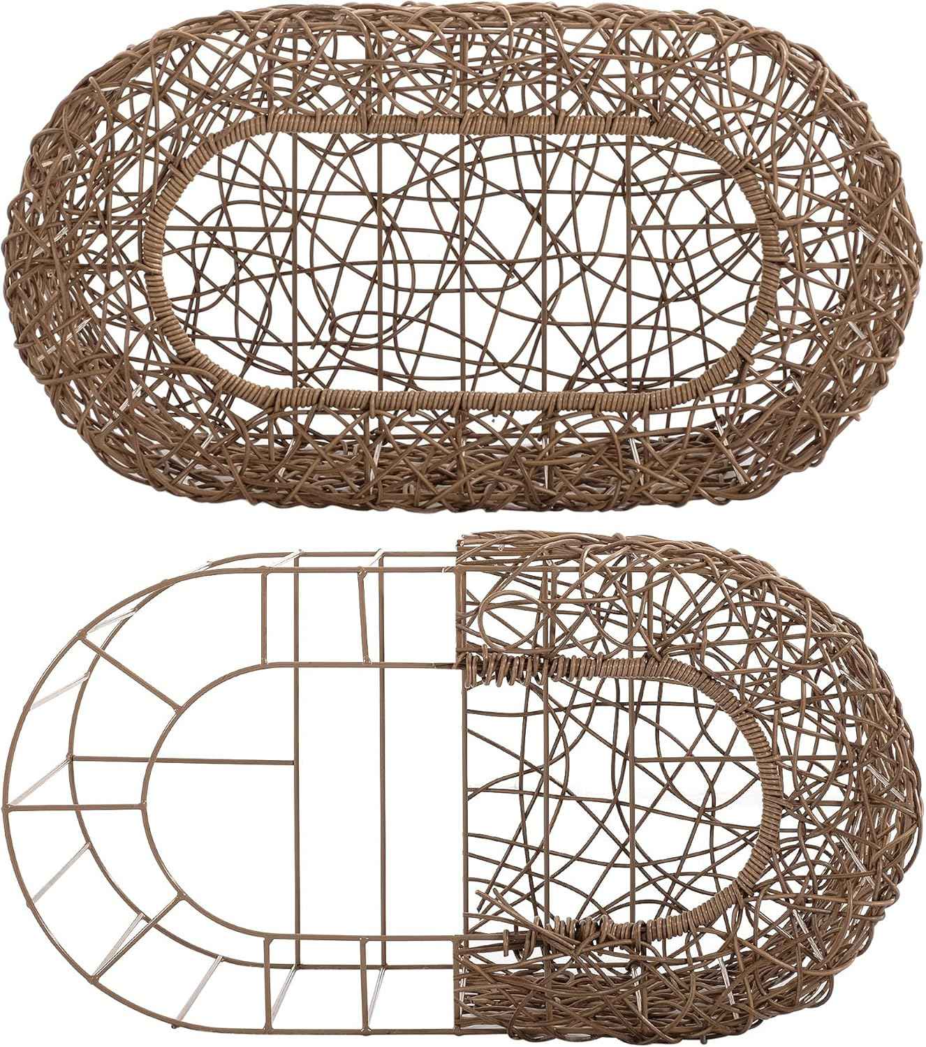 d+ garden cat hideaway house for indoor cats, faux rattan cat bed with top/side entry and enclosed space, 24.5 x 13.3 x 13.8 inches, pet friendly