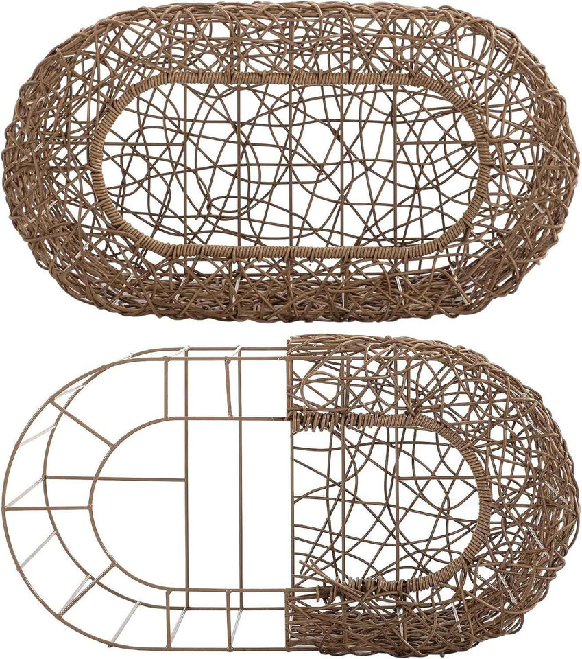 d+ garden cat hideaway house for indoor cats, faux rattan cat bed with top/side entry and enclosed space, 24.5 x 13.3 x 13.8 inches, pet friendly