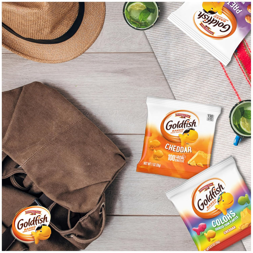 Goldfish Big Smiles Variety Pack: Cheddar, Colors, Pretzels, Snack Packs, 30 Count, Perfect for After-School Snacking