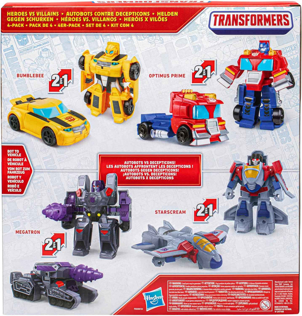 Transformers 4.5-inch Autobot and Decepticon action figures for kids aged 3 and up, multipack of 4