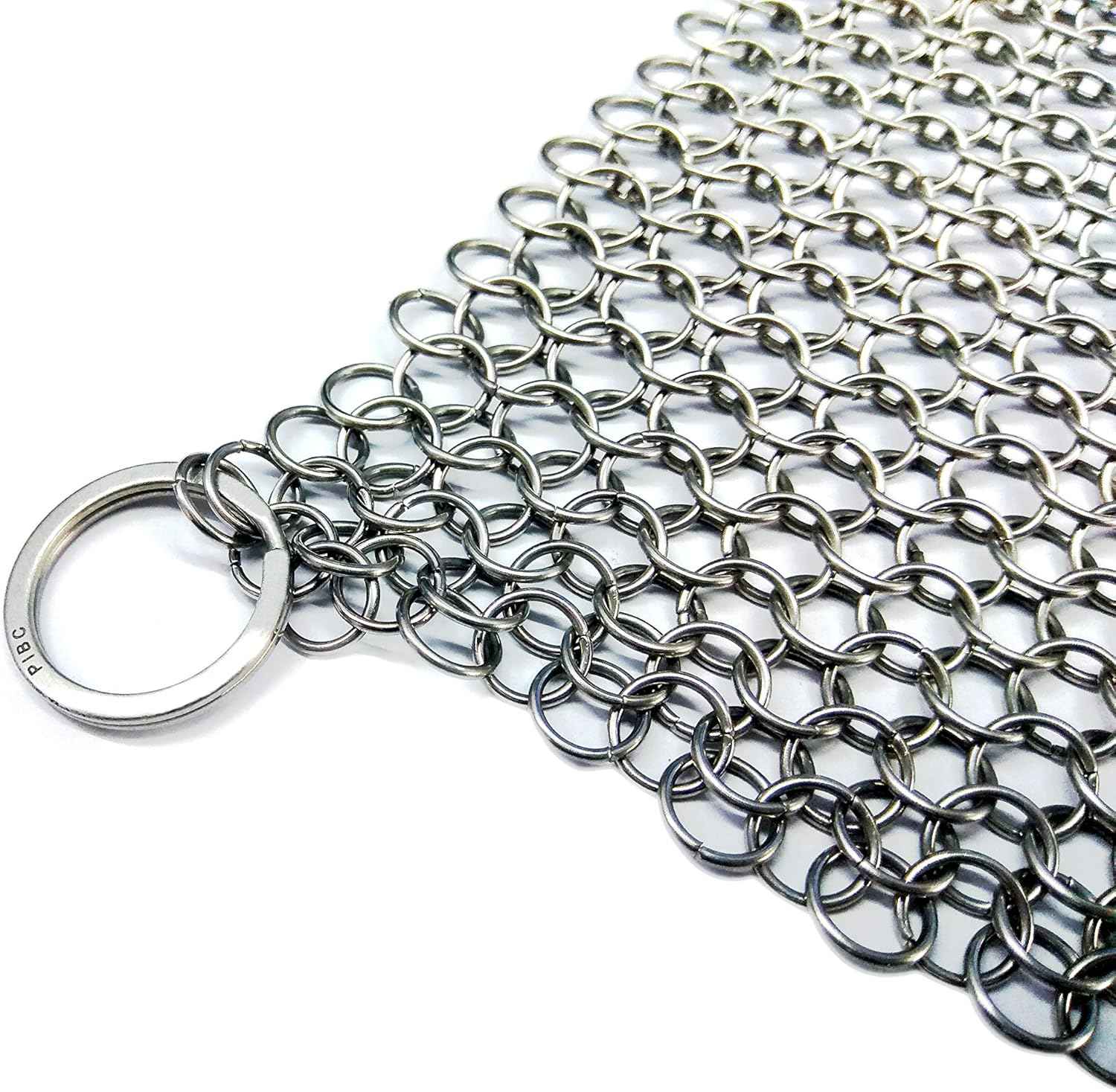 PIBC Cast Iron Cleaner 8"x6" 316L Stainless Steel Chainmail Scrubber for Griddle Skillet Dutch Oven Wok Stainless Steel Pot Cast Iron Pan