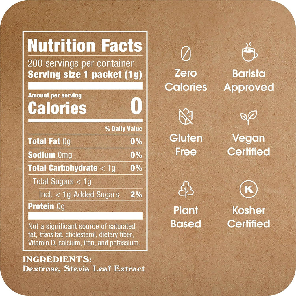 Stevia In The Raw Stevia Sweetener 200ct zero-calorie packets, 2-pack, vegan, gluten-free, kosher, low glycemic