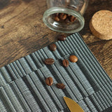 HeloHo Black Placemats Set of 4 Heat-Resistant Washable Place Mats Non-Slip Vinyl Woven Table Mats Wipeable Placemat for Kitchen Dining Table Decoration Indoor Outdoor