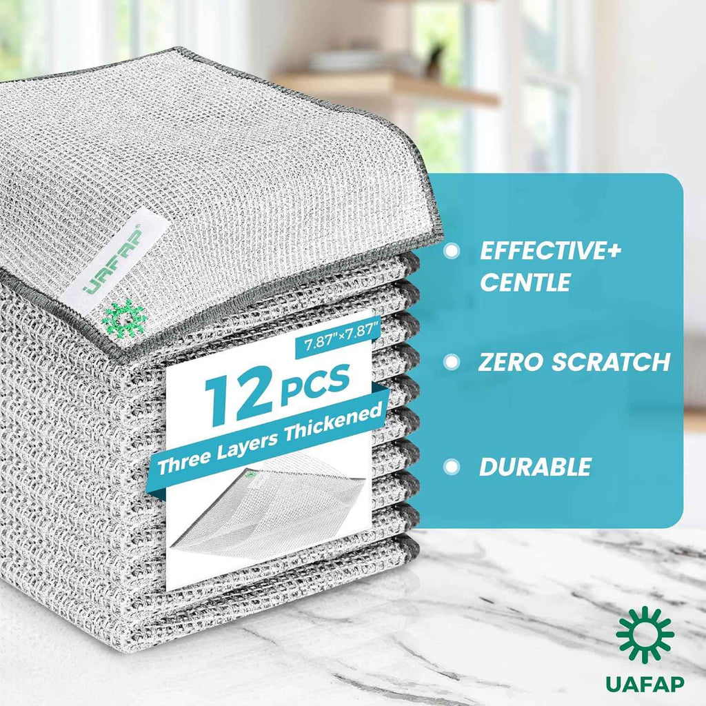 12 PCS Non Scratch Wire Dishcloth, Cleans Fast Without Scratching, Stands Up to Stuck-on Grime, Multi-Surface Safe, Wire Dishwashing Rag Cleaning Power for Everyday Jobs 7.87“ x 7.87”