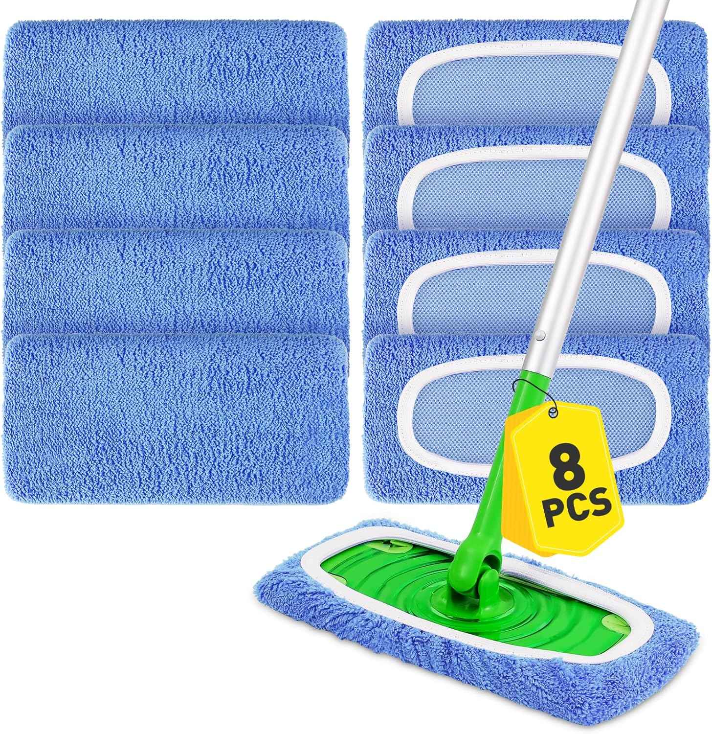 14Pcs Reusable Microfiber Mop Pads Compatible with Sweeper Mops,Dry Sweeping Cloths & Wet Mopping Pads Refills,Washable Mop Pads for Floor Cleaning
