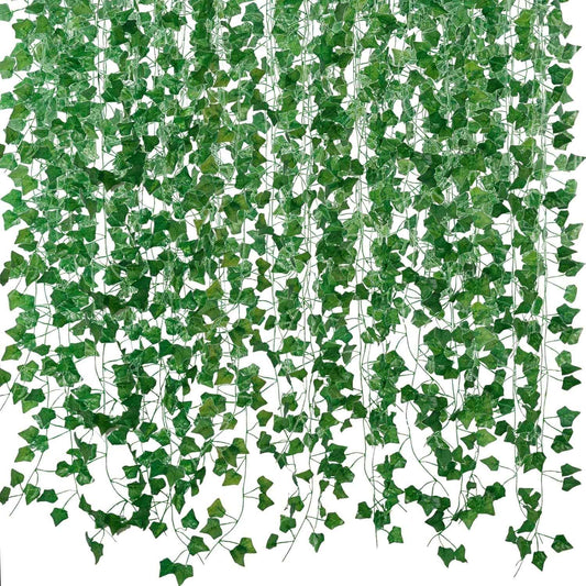 Fake Vines for Room Decor(12 Pack 84 Feet) Aesthetic Artificial Plant Ivy Leaves Hanging Greenery Garlands for Home Bedroom Wall Wedding Christmas Party Office Patio Outdoor Garden Décor