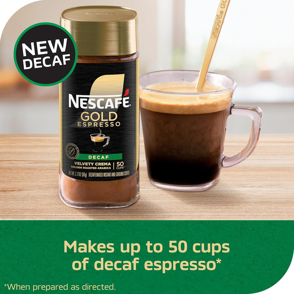 nescafe gold decaf espresso instant coffee 3.17 oz rich flavorful decaf