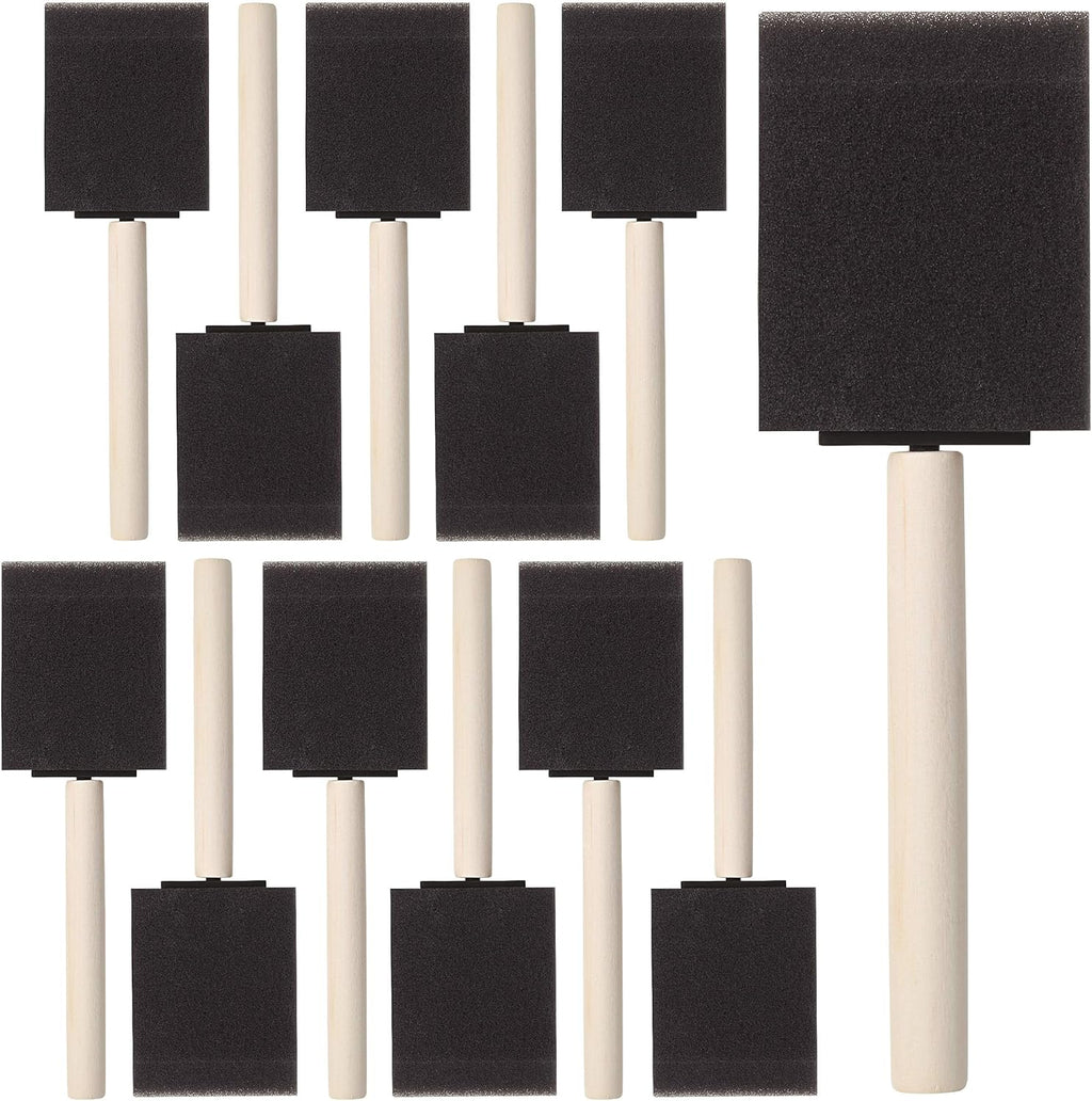 Bates- Foam Paint Brushes, 2 Inch, 16 Pack, Wooden Handle, Sponge Brushes for Painting, Staining, Varnishes, Gluing and DIY Craft Projects on Wood, Metal & More