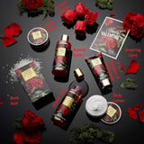 Valentines Day Gifts for Her - Exotic Rose Valentine Gift Basket for Women, Spa Bath and Body Gift Set, Anniversary Gifts for Women, Mom Birthday Gift with Body Scrub, Bubble Bath, Lotion & More