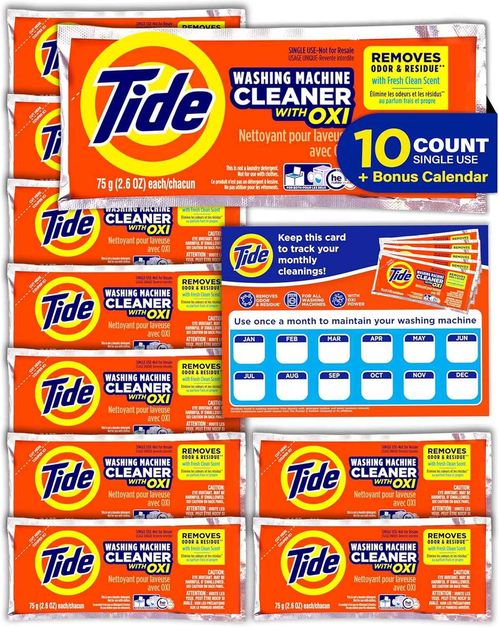 Washing Machine Cleaner by Tide, Washer Machine Cleaner with Oxi for Front and Top Loader Washer Machines, Deep Cleaning Residue & Odor Eliminator, 7 Month Supply