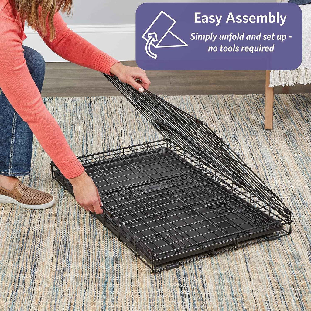 MidWest iCrate 36-inch metal wire dog crate with divider, leak-proof tray, and secure latches for medium large breeds
