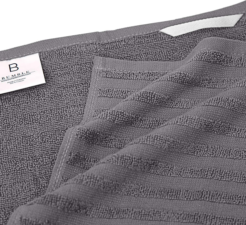 Premium Kitchen Towels (20”x 28”, 6 Pack) | Large Cotton Dish Towels | Flat & Terry Highly Absorbent Kitchen Linen Set with Hanging Loop | Gray