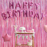 2 Pack Glitter Pink Backdrop, 3.28 FT x 7.05 FT Birthday Party Decorations, Laser Pink Fringe Curtains Foil Streamer Tinsel, Pink Curtains Photo Backdrop Happy Birthday Valentines Day Backdrop