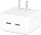 Apple 35W Dual USB C Compact Power Adapter Fast Type C Wall Charger for iPhone iPad and AirPods