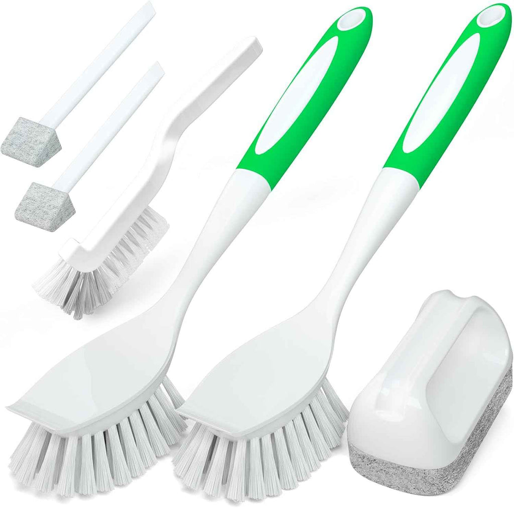 holikme 6-pack kitchen cleaning brush set eco-friendly green durable nylon bristles