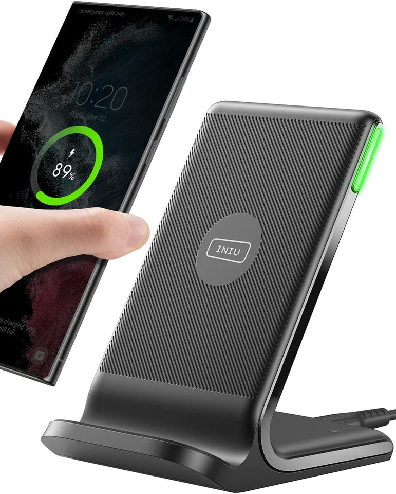 INIU 15W Fast Qi Certified Wireless Charger Pad with Adaptive Sleep Friendly LED