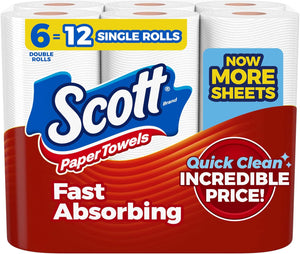 Scott Paper Towels, Choose-A-Sheet, 6 Double Rolls - ShopUS