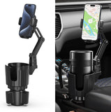 2-in-1 universal car cup holder phone mount with 360å¡ rotation adjustable grip fits most vehicles