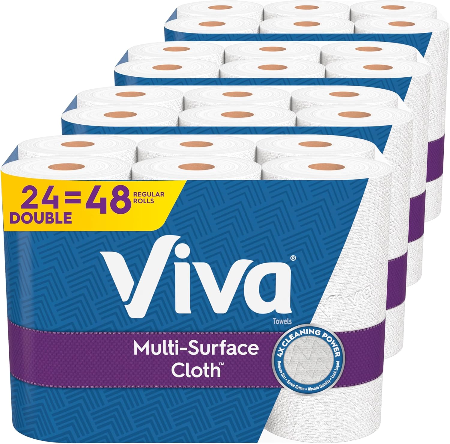 Viva Multi-Surface Cloth Paper Towels, 24 Double Rolls, 110 Sheets Per Roll, 4 Packs of 6